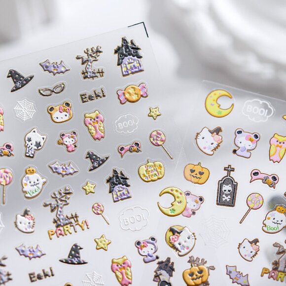 Halloween Hello Kitty Themed Nail Art Stickers/Decals - Picture 1 of 2